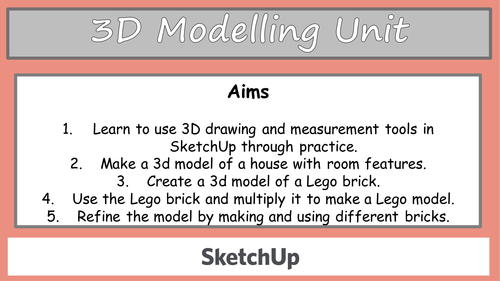 Y8 - Sketchup Lesson SOW 6 Lessons