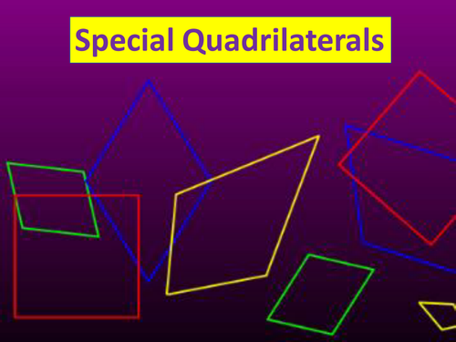 Special Quadrilaterals - Rhombus Kite Trapezium Parallelogram Rectangle Square