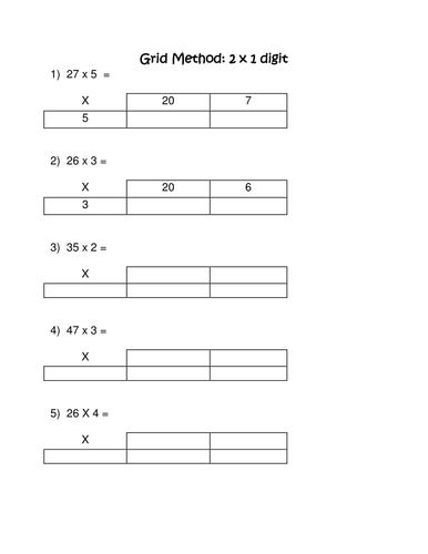 Grid method for multiplication