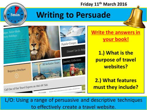 Writing to Persuade - Creating a Travel Website (KS3/ KS4)