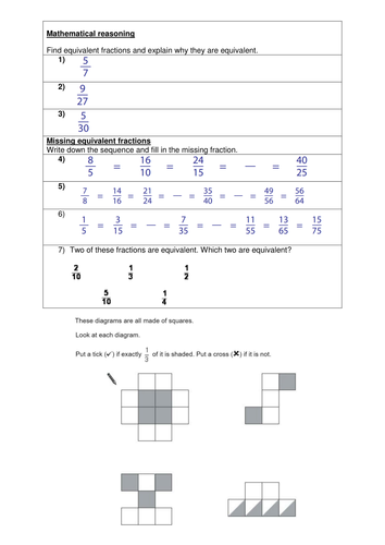 KS2 Equivalent Fractions - Year 4 5 6