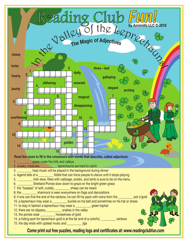 Leprechaun Valley (Magical Adjectives) Crossword Puzzle