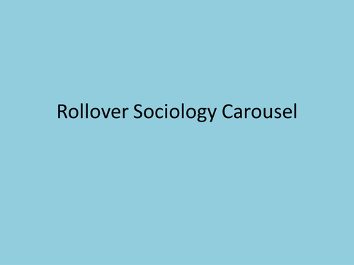 Sociology 6 week taster (Reseach focus)