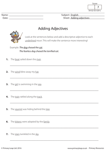 Adding adjectives into sentences by SpecialRach - Teaching Resources - TES