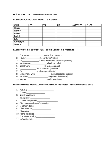 Homework (Tarea): Translating English to Spanish Worksheet for 6th - 12th  Grade