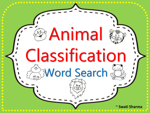 Animal Classification Word Search