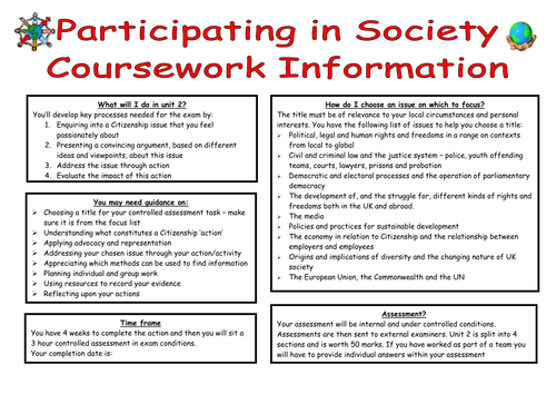 Edexcel Citizenship coursework planning booklet for unit 2