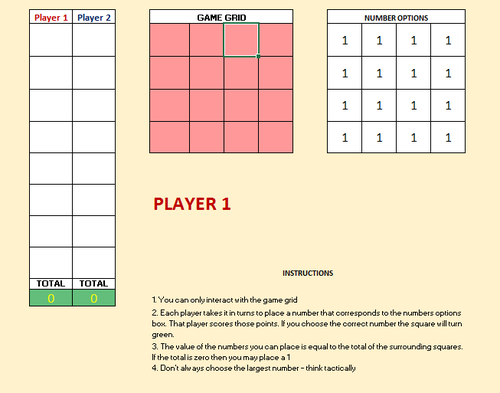 Grid of Sums Maths ICT Investigation Excel Spreadsheet KS2 KS3 KS4