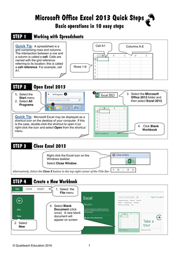 Excel Spreadsheets 2013 Quick Steps Training Guide
