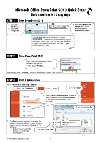 PowerPoint Presentations 2013 Quick Steps Training Guide