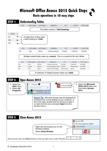 Access Databases 2013 Quick Steps Training Guide