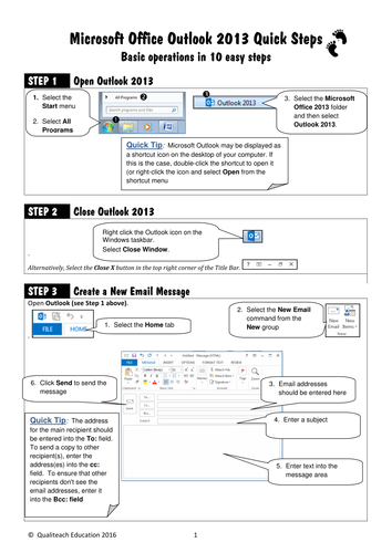 Outlook Email 2013 Quick Steps Training Guide