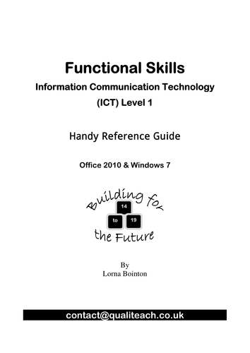 Functional Skills ICT Level 1 Reference Guide Office 2010