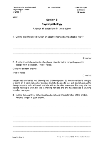 AFL26 QP and MS - Paper 2 - Phobias