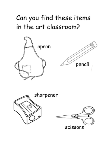 Can you find these items in the art classroom?  SEN resource
