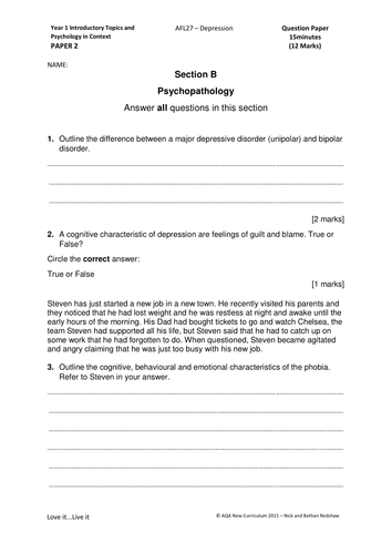 AFL27 QP and MS - Paper 2 - Depression