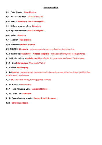 Drugs in Sport  GCSE Sport
