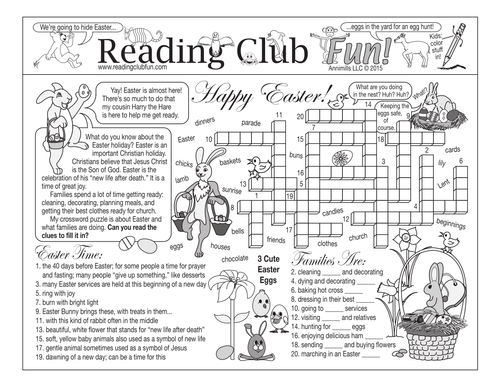 Bundle: Getting Ready for a Happy Easter Two-Page Activity Set and Bunnies Crossword Puzzle
