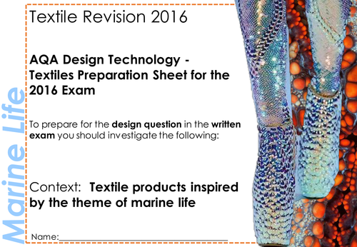 AQA GCSE Textiles Exam Prep 2016 - Booklet