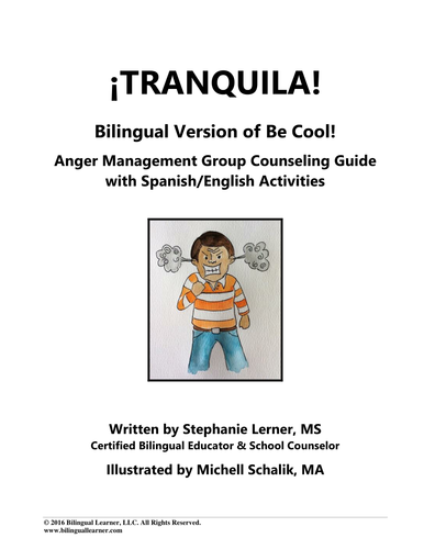 tranquila bilingual anger management group counseling guide with spanish english activities teaching resources