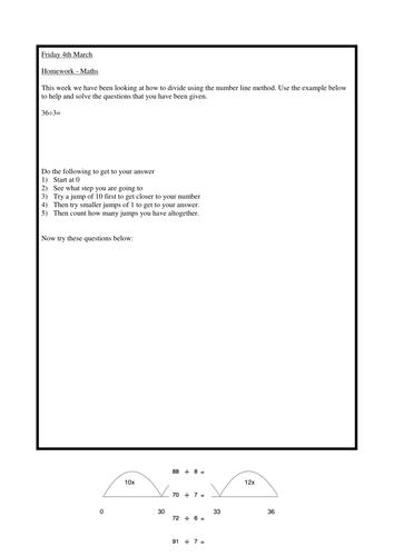 Division using the number line