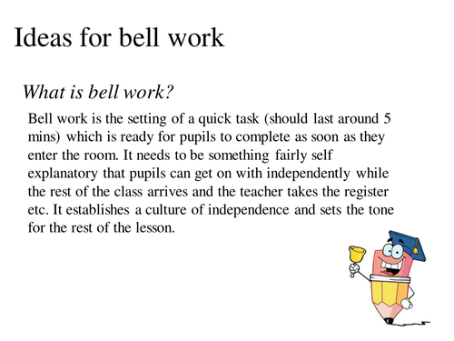 Bell work ideas