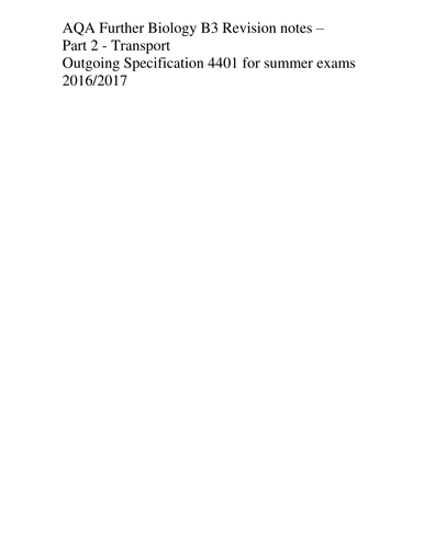 GCSE Biology B3 Revision AQA Higher Specification Part 2 - Transport