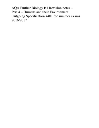 GCSE Biology B3 Revision AQA Higher Specification Part 4 - Humans and their Environment