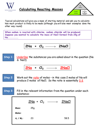How to calculate reacting masses