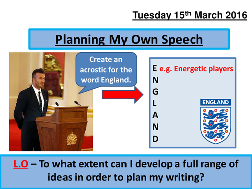 Planning a Speech - (KS3/KS4) Speaking and Listening/ Writing to Persuade (Football Theme)