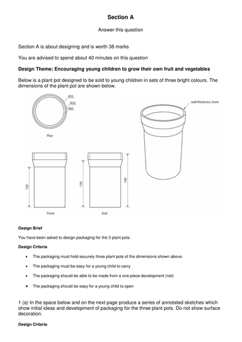 AQA Graphic Products section A practice 2016 examination (set of three papers)