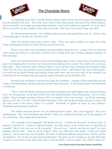 Charlie And The Chocolate Factory Comprehension Teaching Resources