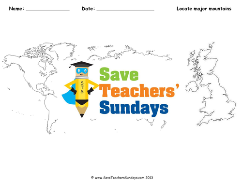 Mountains (using an atlas) Lesson Plan, Activity and Worksheets