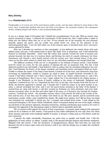 Frankenstein AQA New Specification Paper 1 Fiction