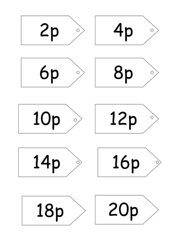 Price tags template  - in 2's 