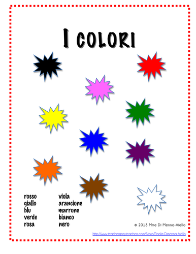 I colori (Colours) Italian by paolaiel - Teaching Resources - Tes