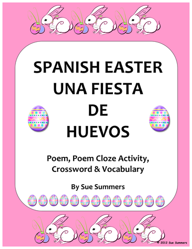 Spanish Easter Poem, Crossword, Cloze Activity and Vocabulary List