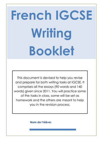 IGCSE Writing Booklet