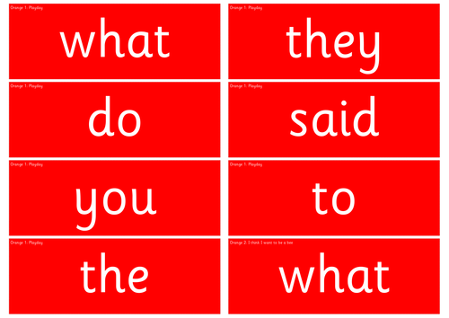 Read Write Inc. Orange Red, Green and Power Word Cards