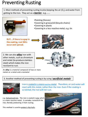 Methods of preventing rusting