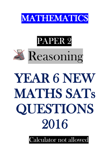 New Sats 2016 Paper 2 Reasoning - bundle of 5 assessments