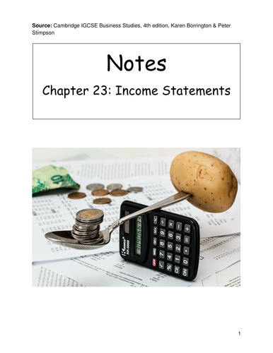 Notes for Income Statement