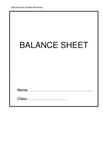 Balance Sheet Worksheet | Teaching Resources