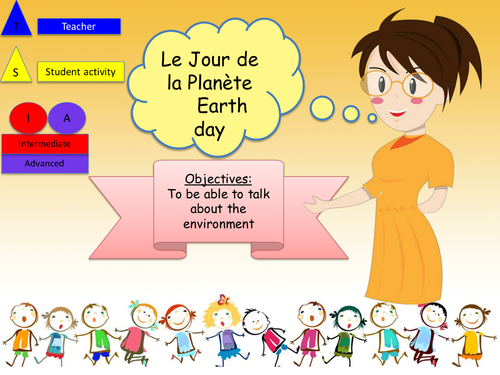 French Earth day Lesson + Activities (No Prep) / Le jour de la Terre en Français (leçon + Activité )
