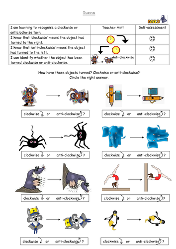 Clockwise and anti-clockwise year 2 maths