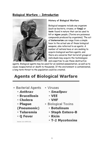 Perceptions of Science/ Science in Society: Biological Warfare