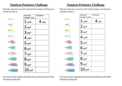 Perimeter challenge with Numicon