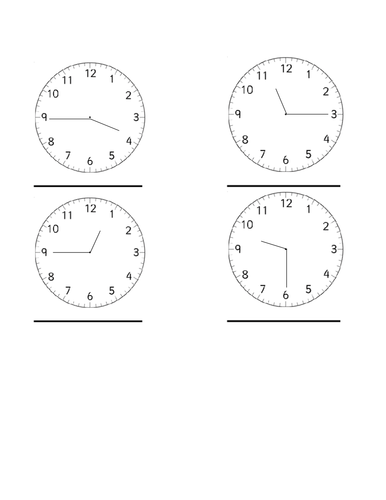 Year 2 standard - reading clock times for 15 minutes intervals