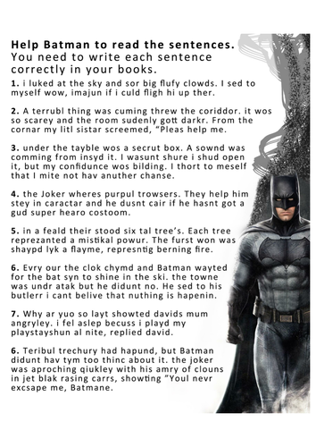 Year 4 - SPAG - Batman Correcting Sentences | Teaching Resources