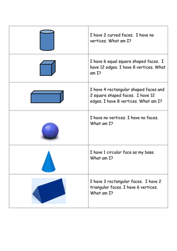 Year 2 at the standard - 3D shapes and their properties